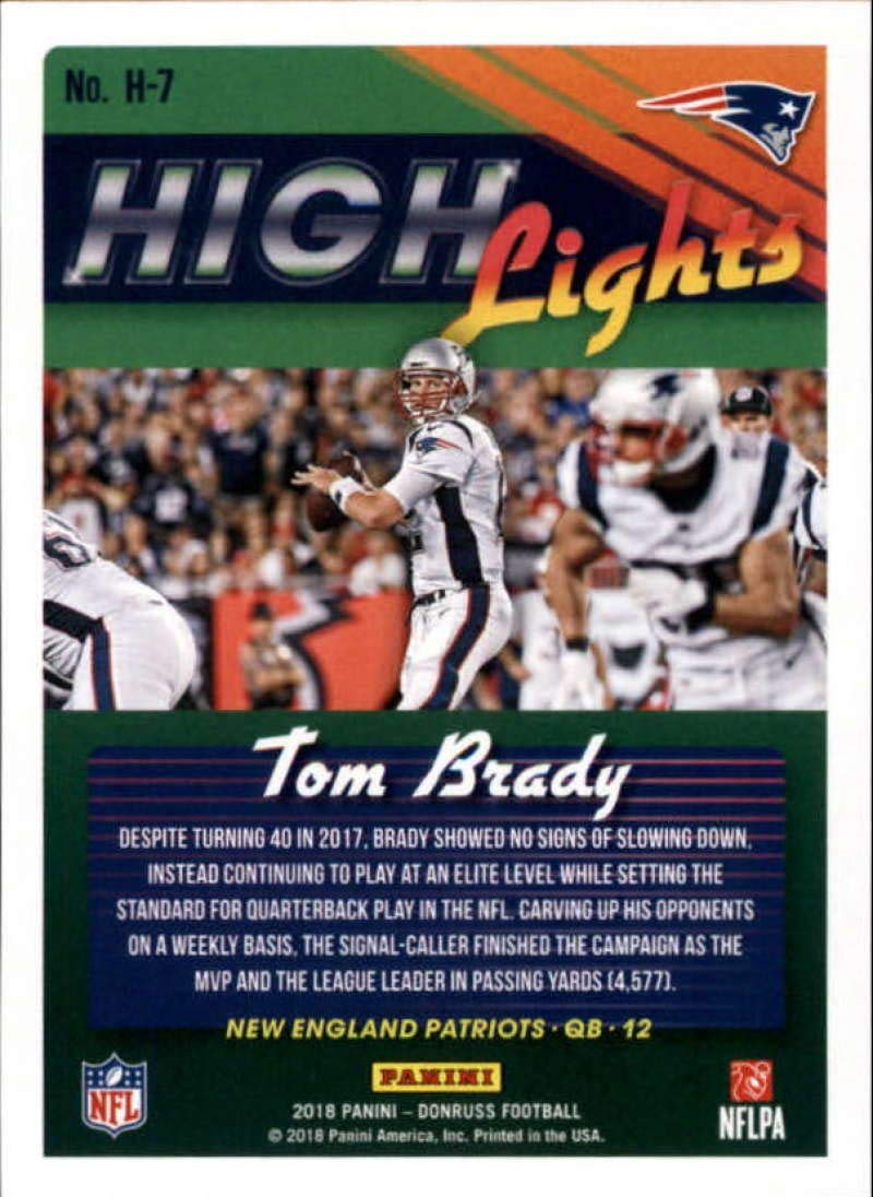 Amazon.com: 2018 Donruss Highlights Football #7 Tom Brady New